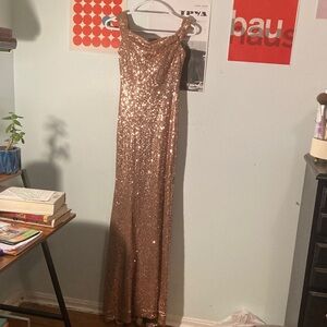 Clarisse Rose Gold Sequin Dress